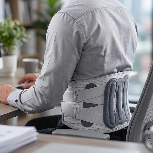 NuCamper Back Brace for Lower Back Pain Relief - Adjustable Lumbar Support Belt for Men Women, Breathable Back Support Brace with Dual Compression for Herniated Disc, Sciatica, Office,Work - Gray M