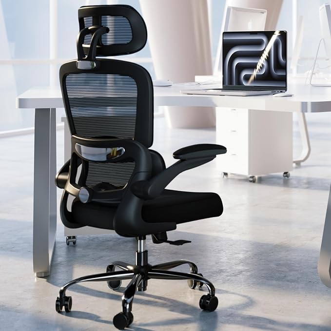 TRALT Office Chair Ergonomic Desk Chair, 330 LBS Home Mesh Office Desk Chairs with Wheels, Comfortable Gaming Chairs Black, Pack of 7