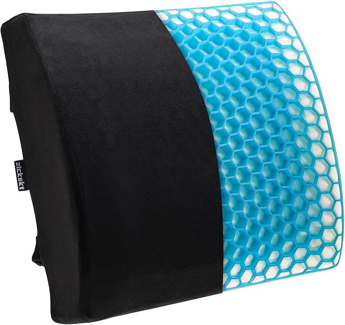 Lumbar Support Pillow for Office Chair - Memory Foam Back Cushion for Chair, Car, Couch - Lumbar Pillow Promotes Better Posture, Back Pain Relief with Adjustable Strap & Non-Slip
