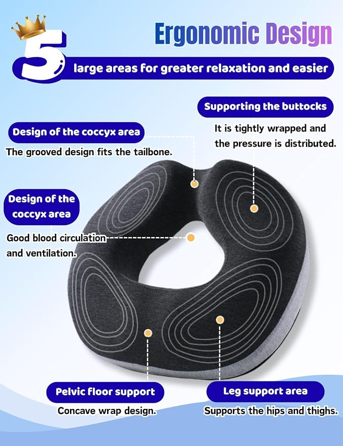 Donut Pillow for Tailbone Pain,Memory Foam Hemorrhoids Pillow for Sciatica Pain,Relief Ergonomic Donut Seat Cushion for Office Chair,Car,Wheelchair,Pregnancy,Coccyx and Washable Cover Pink