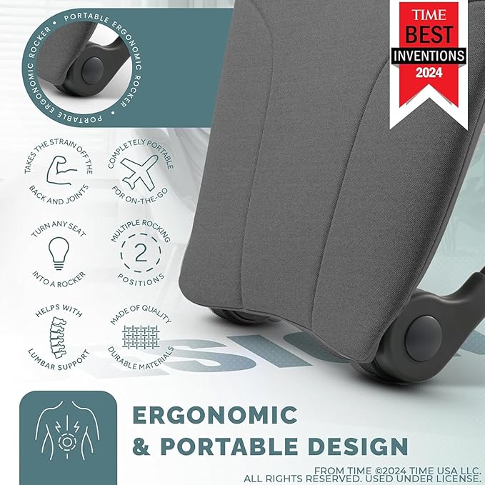 READY ROCKER Ultra| Adjustable Ergonomic Portable Rocker | Back Pain Relief & Relaxation | Back & Lumbar Support for Chair | Lightweight & Portable | 4.0 Model (Dove)