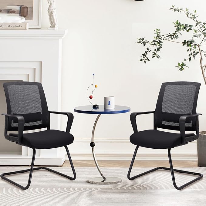CLATINA Office Guest Chair with Lumbar Support and Mid Back Mesh Space Air Grid Series for Reception Conference Room 4 Pack