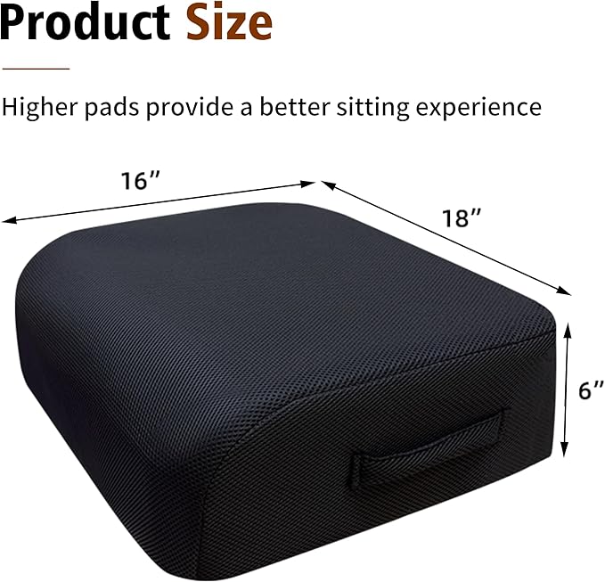 Office Chair Booster Cushion — 6-Inch Extra-Thick Height Increase Seat Pad with Dual-Layer Foam & Non-Slip Bottom