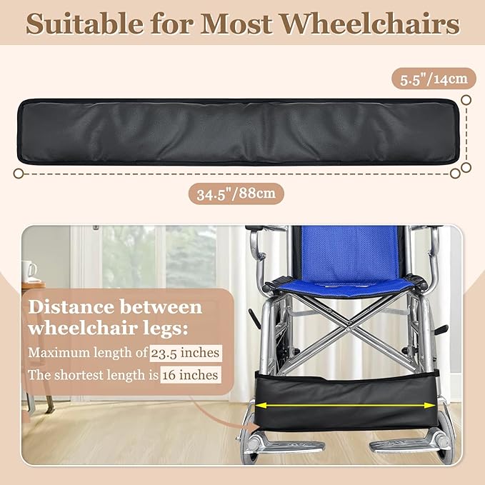 Wheelchair Footrest Belt - Foot Calf Straps Leg Support Safety Feet Rest Belt Transporter Chair Adjustable Disabled Elderly Leg Rest Cushioned Pad to Prevent Feet Slipping-Fill Thick Cotton Leather