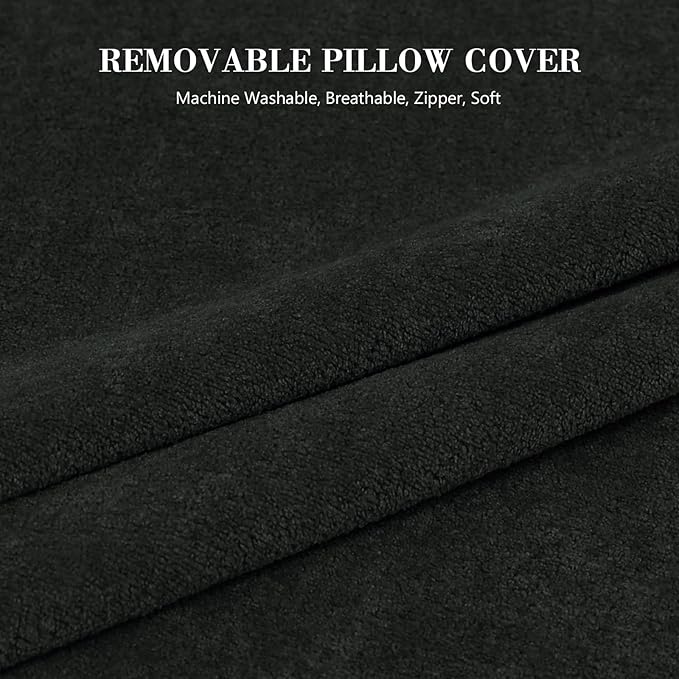Back Pillow for Bed Sitting Up, Upright Pillows for Sleeping & Lumbar Relief, Dual-Layer Back Support Pillow with Adjustable Headrest, Black