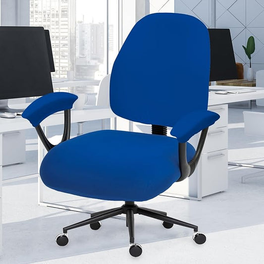 Stretchable Split Office Chair Seat Covers - Universal Stretch Computer Chair Slipcover - Washable Rotating Backrest Coverings & Cushion Protectors & Armrest Covers for Dogs, Cats, Pets