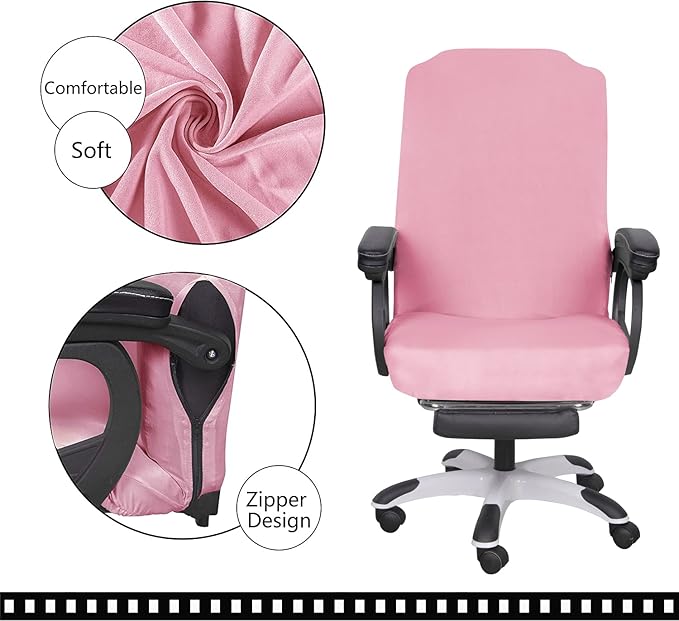 SARAFLORA Office Chair Cover- Large, Pink Removable Computer Chair Cover for Office Chair with Zipper for Universal Rotating Chair Desk Chair Cover High Back Chair Seat Washable Protector for Pets