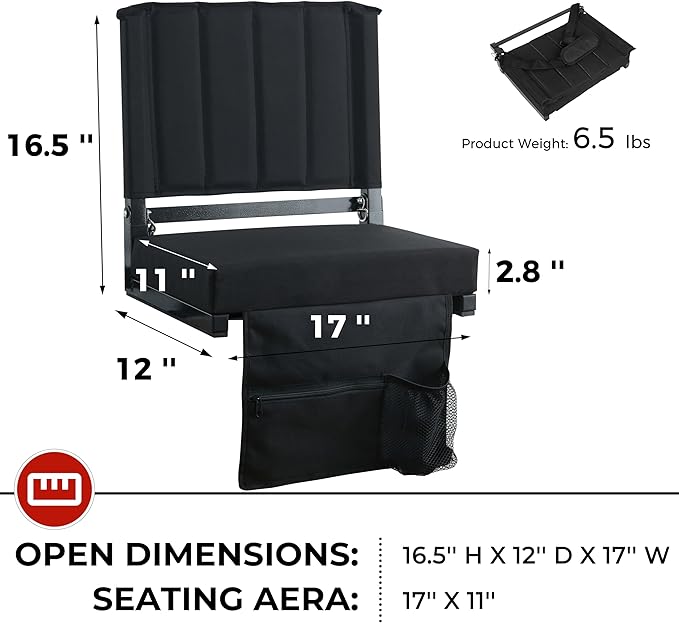 SPORT BEATS Stadium Seats with Back Support Bleacher Chairs with Back and Cushion Thick Padded Bleacher Seats Includes Shoulder Strap