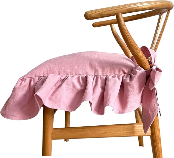 Korean Made Chair Pad 17.5'x 17.5' Slipcover Chair Cushion Cover with Ties and Ruffle Farmhouse Decor No Cushion Insert, Stocking Stuffer Gift for Mom Floral Print