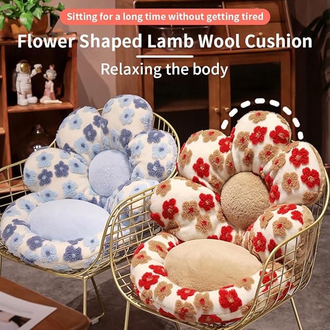Flower Chair Cushion with Backrest Comfortable Office Chair Pad Student Dormitory Seat Cushion for Sedentary Group Home Decor