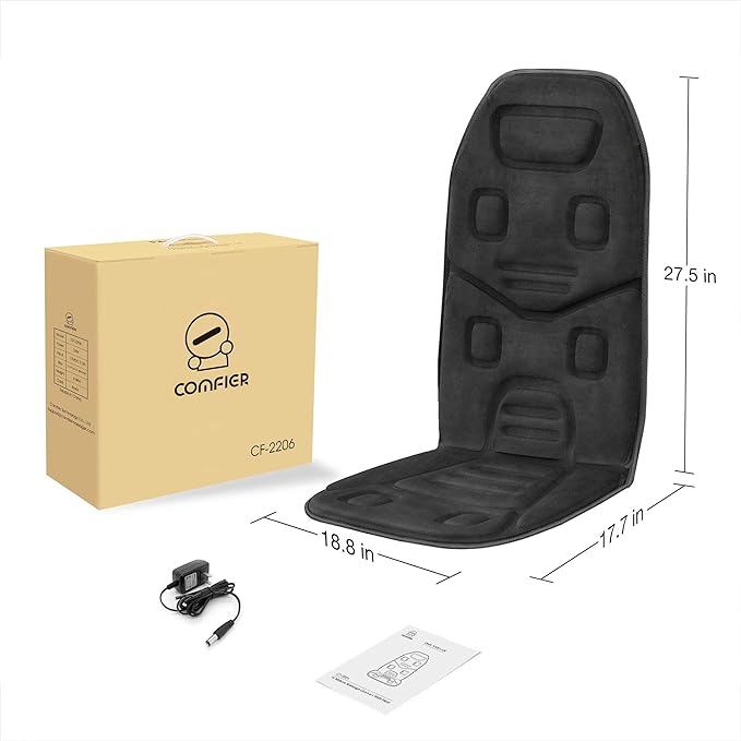 COMFIER Back Massager for Chair – Upgraded Vibration Chair Massager, Deep Tissue Back Massager for Pain Relief, Massage Chair Pad with Graphene Heating,Father Day Gifts