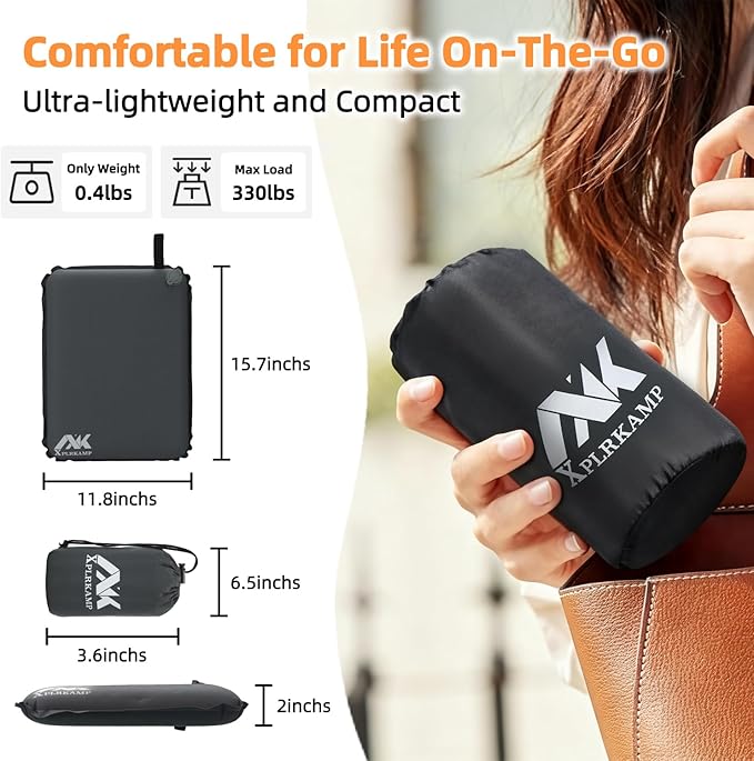 Inflatable Seat Cushion,Self-Inflating Portable Travel Airplane Stadium Seat Cushion for Airplane Long Flight,Compact Lightweight Memory Foam Travel SeatCushion Pad for Bleacher Camping Outdoor Office