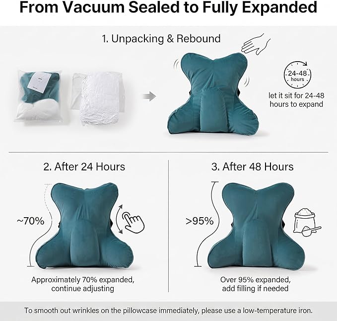 Back Pillow for Couch and Recliner, Lumbar Support Pillow for Sofa Sitting, Back Support Cushion for Office Chair, Ergonomic Back Cushion for Sitting Comfort, Slate Blue