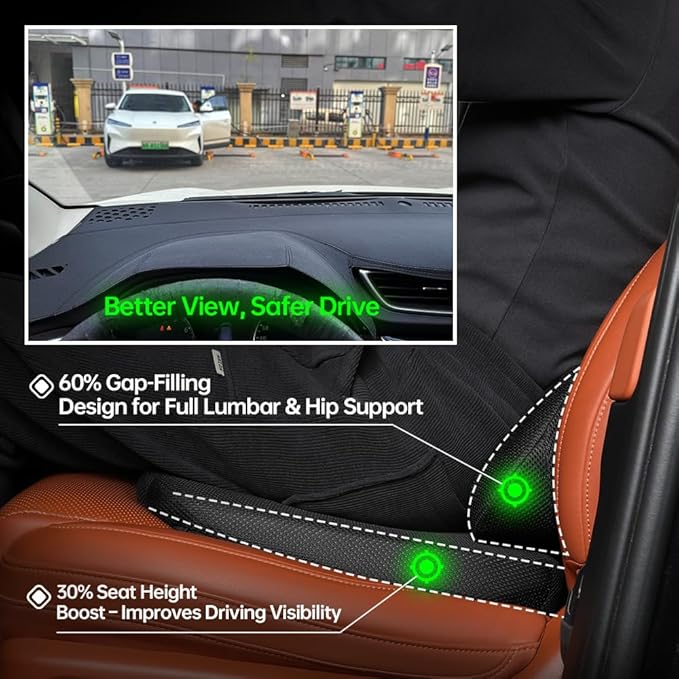 2Pack Lumbar Support Pillow & Seat Cushion for Car, Breathable Mesh, Wear-Resistant, Ergonomic Design, Back and Waist Support, Hip Cushioning, Comfortable for Long Time Driving and Sitting