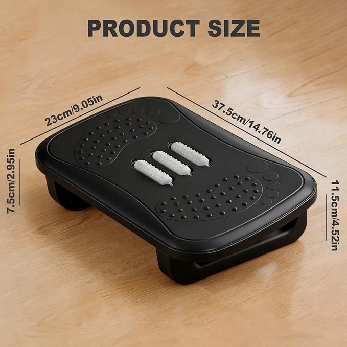 Ergonomic Foot Rest, Under Desk Massage Footstool for Office Chair, Easy Snap Assembly & Durable Design for Back Pain Relief and Leg Circulation Support at Home/Office
