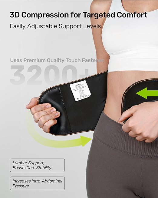 Rakiie Lower Back Brace for Women, Back Belt Support for Men with 8 Stays, Soft Lumbar Support with Full Protection, Orange Size S