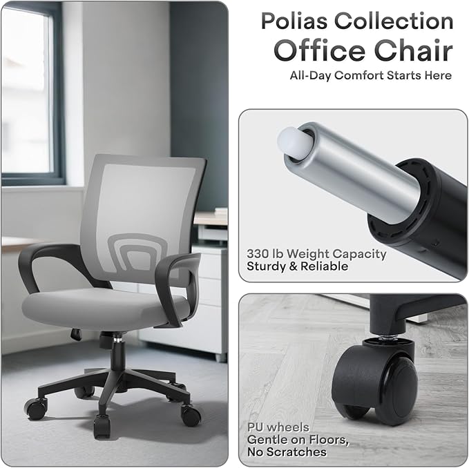 Ergonomic Office Chair 2P - 330Lbs, Breathable Mesh Computer Desk Chair with Lumbar Support & Armrest, Rolling Swivel Adjustable Tilt Lock for Home Office/Gaming, Bedroom Study
