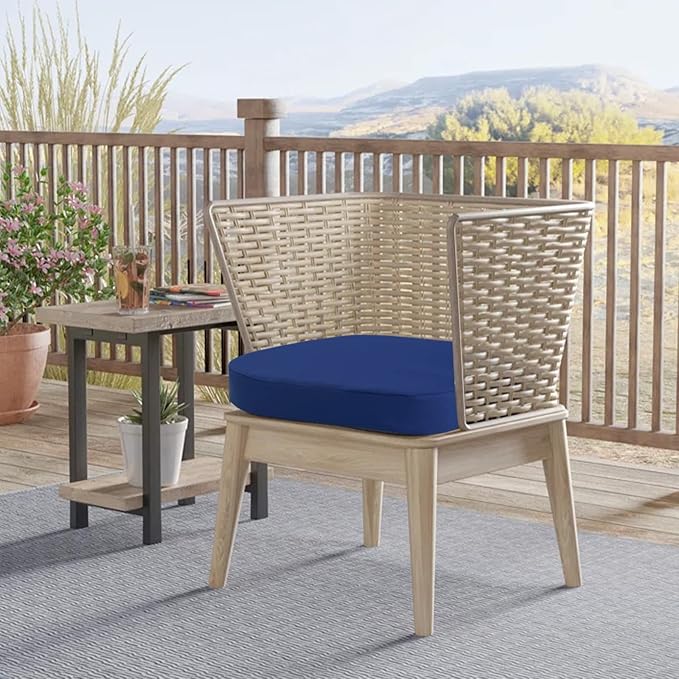idee-home Outdoor Chair Cushions Set of 4, 19" x 19" Thick D-Shaped Patio Furniture Outdoor Seat Cushions Waterproof with Ties, Dining Pads