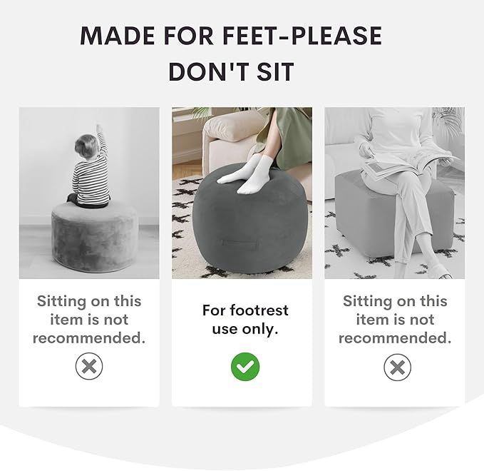 MeMoreCool Stuffed Round Pouf Ottoman Foot Rest, Soft Plush Floor Pouf Foot Stool, Corduray Footstool Footrest, Small Round Ottoman for Living Room Couch Sofa Chair, 20x15 Inch Coffee