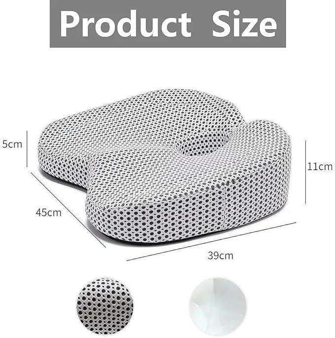 Orthopedic Seat Cushion with Memory Foam for Back Pain Relief & Posture Support, Non-Slip Chair Pad for Office, Car, and Home Sitting Comfort