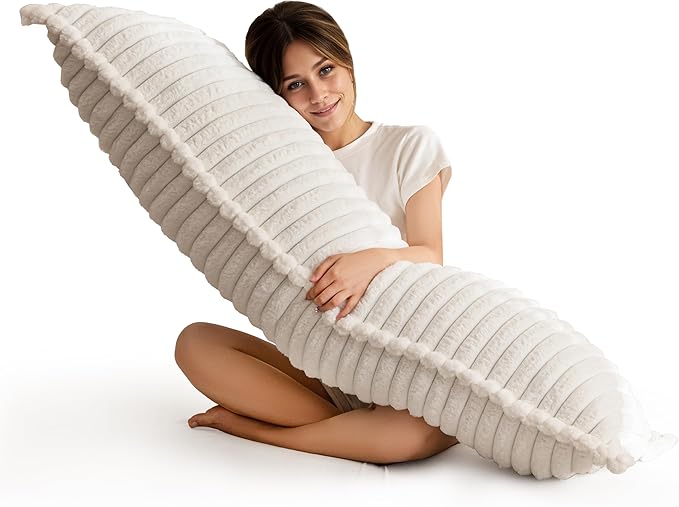 HIGOGOGO Memory Foam Body Pillow, Thickened Large Long Bed Pillow for Adults, Full Body Pillow with Removable Pillow Cover(20x54 Inch),Beige