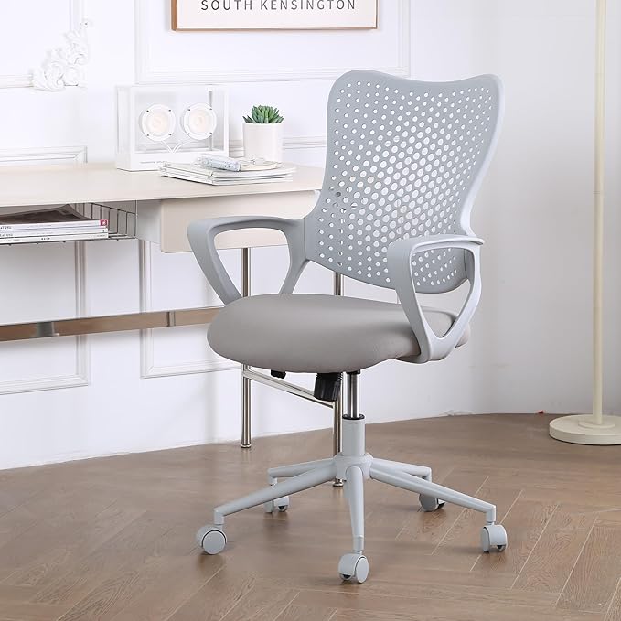 Ergonomic Office Chair, Breathable Mesh Computer Desk Chair with Armrests, Rolling Swivel Task Chair, Butterfly Back Design for Home Office, Adults and Teens (Gray)