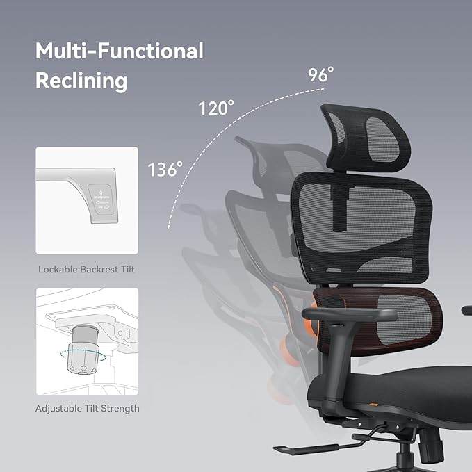 Newtral Office Chair Ergonomic - Home Office Desk Chair, Back Pain Chair with Auto-Following Lumbar Support, 4D Armrest, Seat Depth and Height Adjustable