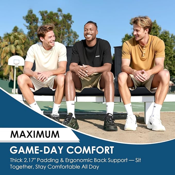Stadium Seats with Back Support,Bleacher Chairs with Cushion, Portable Folding Stadium Chair with Removable Cushion and Large Pocket for School Events Sports Game(Black 2 Pack)