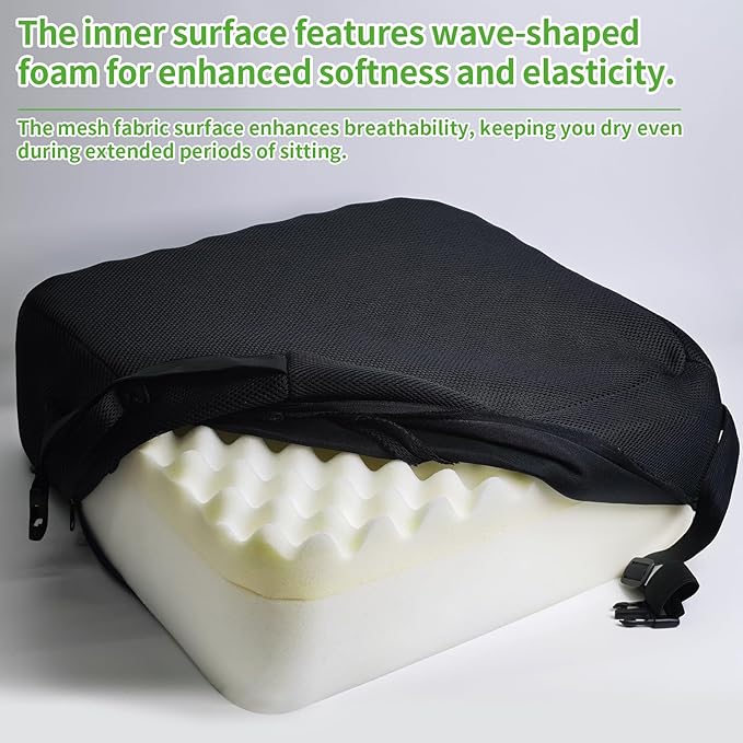 5.9" Extra Thick Chair Cushions, Office Chair Booster Seat Cushion 17.7x15.7x5.9 Inch Foam Recliner Cushions with Zipper Removable Mesh Fabric Cover