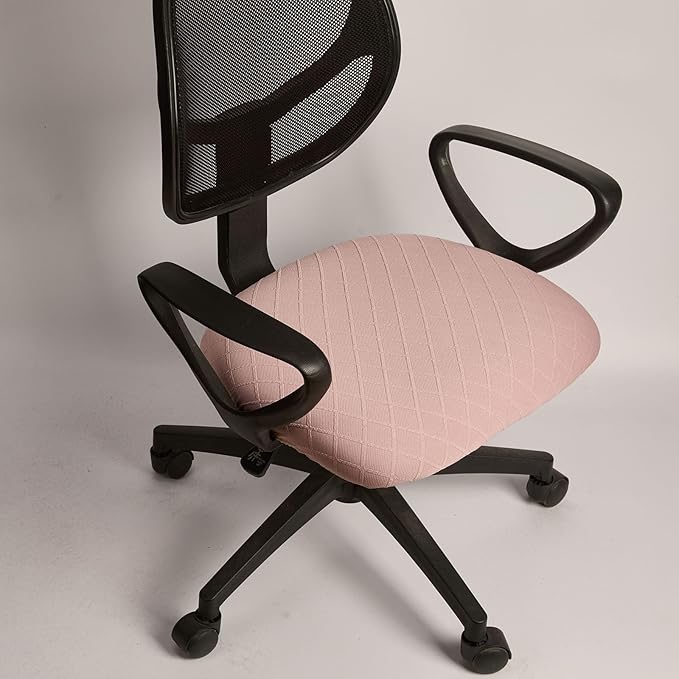 Melaluxe Stretch Jacquard Office Chair Cover, Removable Washable Desk Chair Cover Rotating Chair Seat Slipcover, Pink
