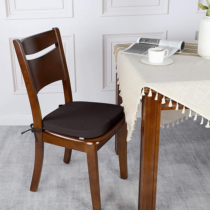 Shinnwa Dining Chair Cushions Set of 4, Non Slip Seat Pads for Kitchen Chairs with Ties, 4 Pack,15x 15.5 inches, Dark Brown