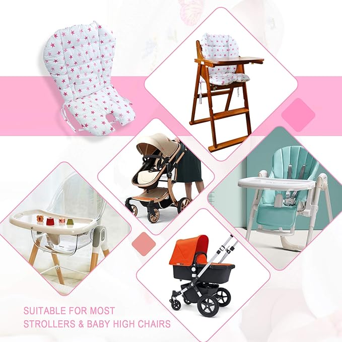 Kocpudu High Chair Pad,high Chair Cushion/seat Cushion/high Chair Cushion Cover,Soft and Comfortable,Light and Breathable, Cute Patterns,Suitable for Most High Chairs,Baby Dining Chairs (Pink)