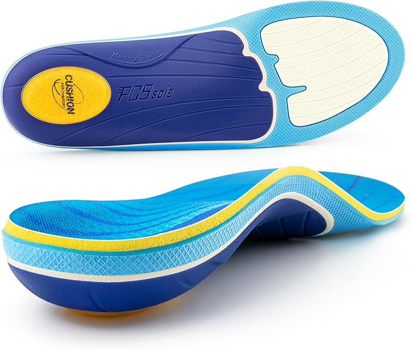 PCSsole Plantar Fasciitis Insoles Men Women- 220+lbs Heavy Duty High Arch Support Inserts with Comfort Cushion Orthotic Pain Relief Insoles for Flat Feet - Arch Pain - Heel Pain -Work Boot Shoe Insole