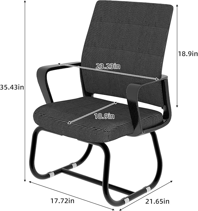 Minimalist Modern Office Chair with Metal Frame – Breathable Mesh Backrest, Ergonomic Support, Comfortable Seat Cushion for Home & Office Use (Black)