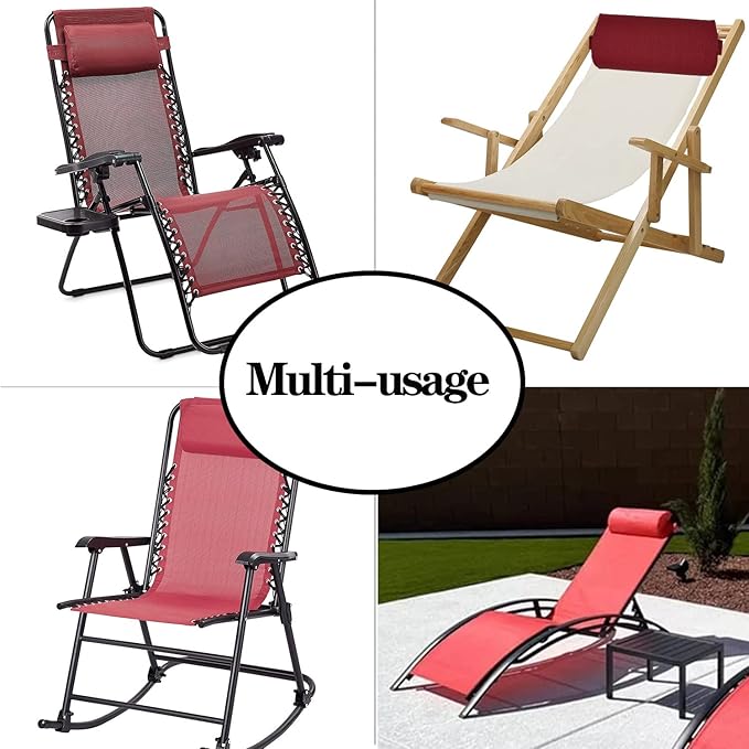 Zero Gravity Chair Set of 2 Replacement Pillow Headrest with Elastic Band, Universal Soft Removable Padded Cushion Head Pillow for Zero Gravity Lounge Chair, Folding Patio Lawn Recliner Chair, Red