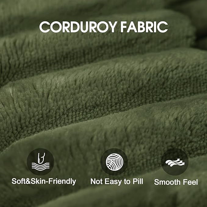 25.6" Corduroy Ottoman for Couch,Plush Memory Foam Couches Ottomans,Upholstered Boneless Couches Footrest for Living Room - Compressed Sofa in a Box No Assembly Require,Green