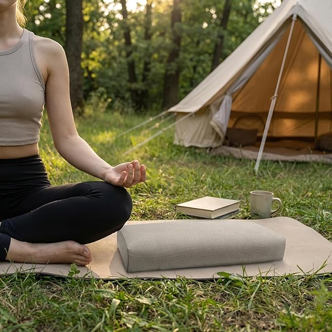 Adjustable Buckwheat Hull Pillow for Neck Pain Relief (21x8x4) Natural Cooling Cervical Support Camping Pillow for Side & Back Sleepers with Night Sweats (Coffee)