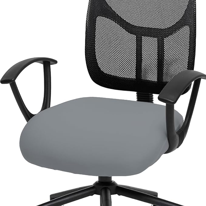 DIVA EN CAMINO DEC Stretchable Desk Office Chair Seat Cushion Covers - Universal Spandex Computer Chair Slipcover - Removable Washable Cushion Protectors Anti-Scratch for Dogs, Cats, Pets, Mid Gray