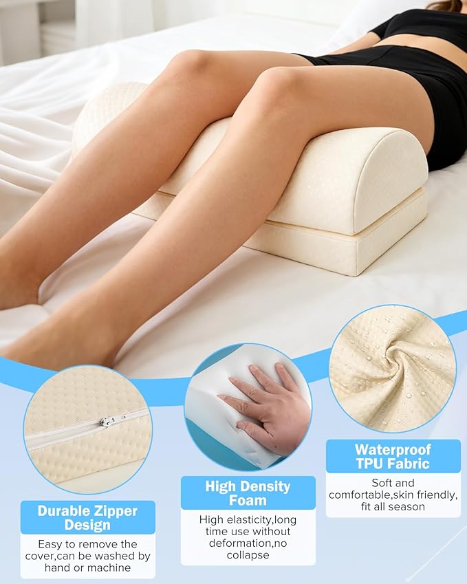 Lumbar Support Pillow for Bed for Back Pain Relief, Adjustable Lower Back Pillow for Sleeping, Memory Foam Back Support Pillow for Side & Back Sleepers, Washable Cover