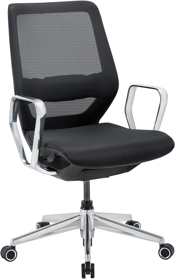 WorkPro® Sentrix Ergonomic Mesh/Mesh Mid-Back Manager Office Chair, Fixed Arms, Black, BIFMA Compliant