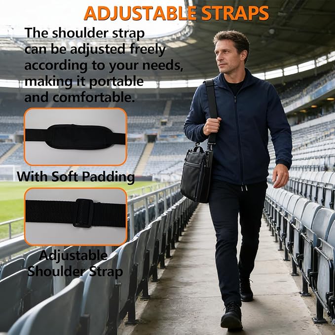 Portable Stadium Chair with Back Support and Cushion, Wide Padded Bleacher Seat - Foldable Comfort for Sporting Events, Concerts, and Outdoor Games
