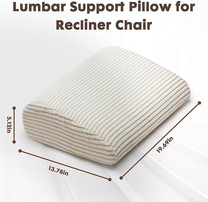 Large Lumbar Cushion Lumbar Support Pillow, Ergonomic Lumbar Pillow with Machine Washable, Help Relieve Pain of Back, Lumbar, Tailbone and Sciatic Nerve Support. (Beige)