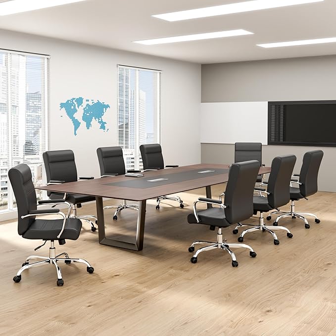 Office Desk Chair,Modern Leather Conference Room Chairs,High Back Ergonomic Home ofiice Chair,Adjustable Height Swivel Executive Computer Chair with Armrest and Padded Seat（Black）
