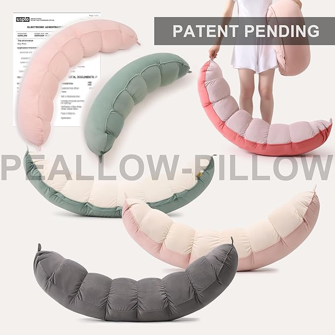 Peallow(Pat. Pend) – Long Round Body Pillow for Adults, Bolster Pillow for Sleeping, Soft and Supportive Pillow for Sleeping & Lumbar Support (Teal Blue,59")