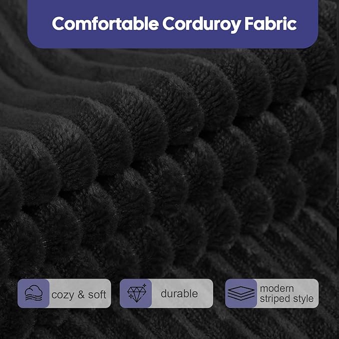 idee-home Recliner Leg Rest Cushion, Recliner Footrest Extender Pillow with Removable Corduroy Cover, Multi Purpose Ergonomic Foot Pillow Back & Lumbar Support Cushion for Bed Sofa Couch, Black