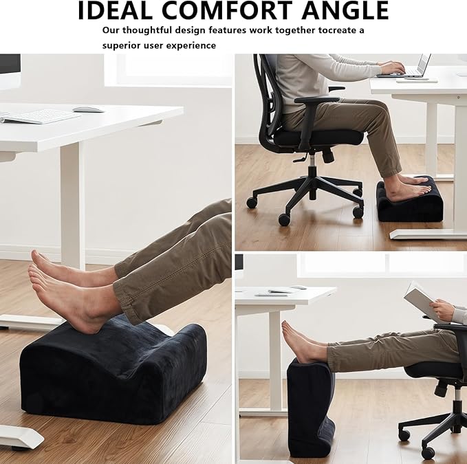 Foot Rest for Under Desk at Work. Multifunctional 3-Tier Foot Stool Office Desk Accessories, Soft Ergonomic Footrest,Support Foot Pillow,Heel Chair,Leg Elevation Pillow (Black, One Size)