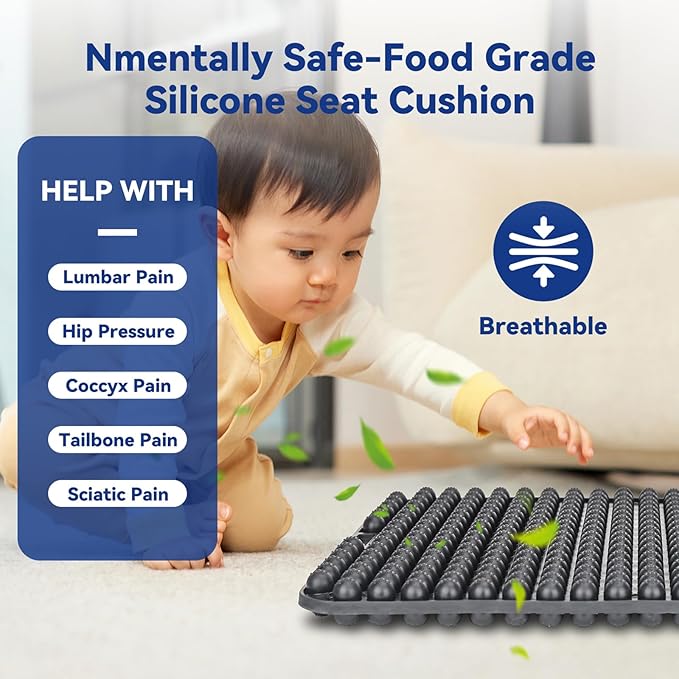 Seat Cushion for Long Sitting Hours on Office & Home Chair, with 3D Non-Slip for Office Chair Cushions, Car Seats, Airplane Seat, Wheelchair, Desk Chair,Cushion Lab, Long Trips (Black)