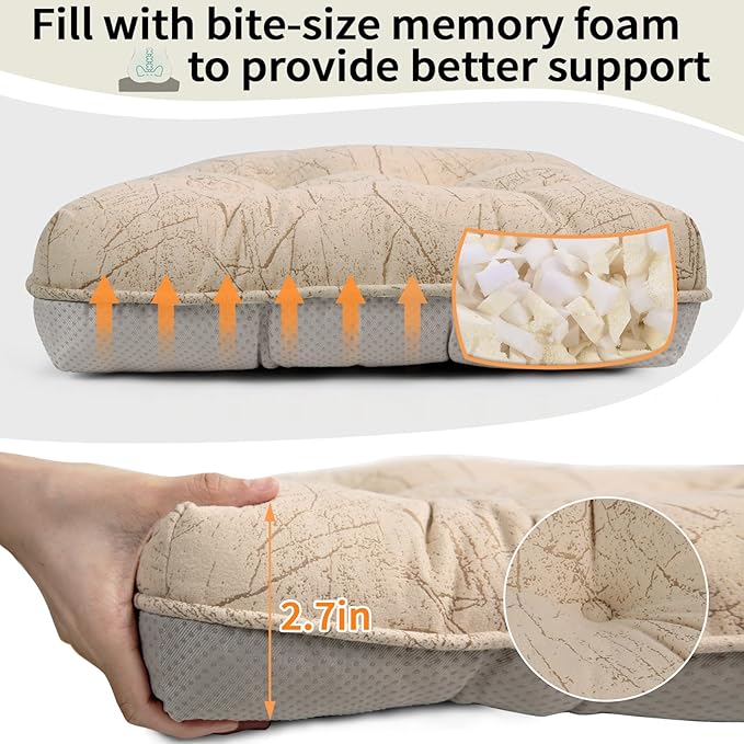 Marble Pattern 3" Chair Cushion for Dining Chair, Filling Bite-Size Memory Foam U-Shaped Seat Cushions for Kitchen Chairs, Non-Slip Indoor Chair Pad with Ties, 1 PCS, Yellow