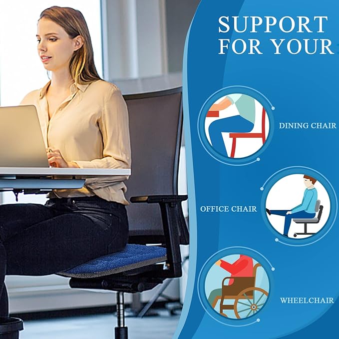 SINOSSO Excellent Support Effect Office Chair Cushion 1 Pack, Luxury Air Mesh Breathable Non-Slip Desk Computer Seat Cushion, Kitchen Dining Room Square Chair Pad (1 Count, Blue)