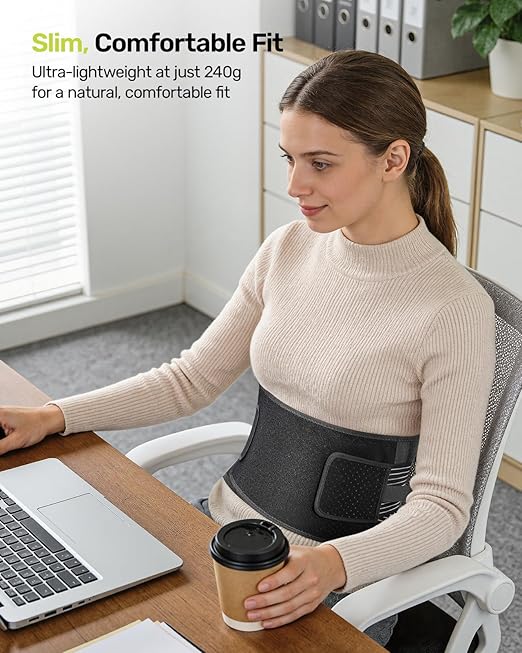 Rakiie Slim Back Brace for Lower Back Pain Relief, Lightweight & Breathable Back Support Brace for Men Women, Ergonomic Light Lumbar Support for Everyday Wear, Sky Blue XXL